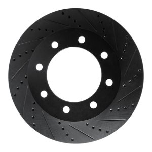 Ford F-450 Super Duty Brake Rotor (1) - Front Right - R1 Concepts - Drilled & Slotted - Black - `05-`12